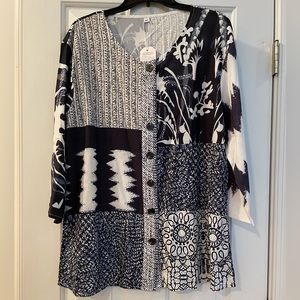 Button up v neck tunic